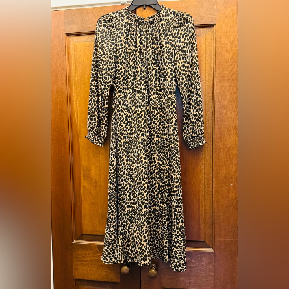 J.Crew Factory- midi leopard dress- size 0